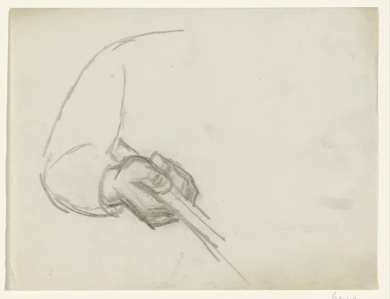 Arm met hand die stok vasthoudt Wall Art by Leo Gestel - High-Resolution Digital Print