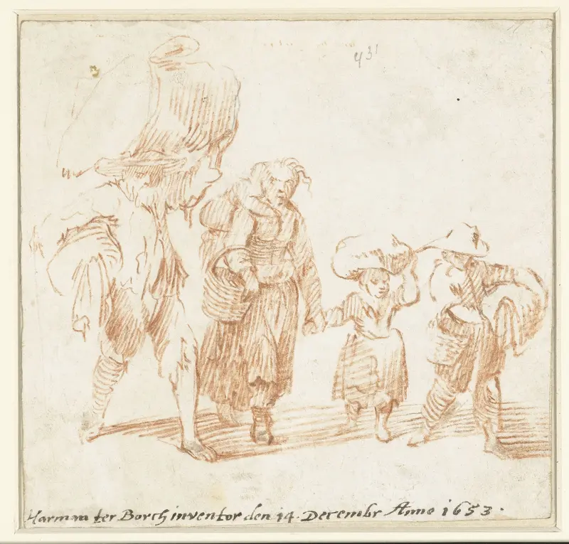 Arme familie lopend met hun bezittingen Wall Art by Unknown - High-Resolution Digital Print