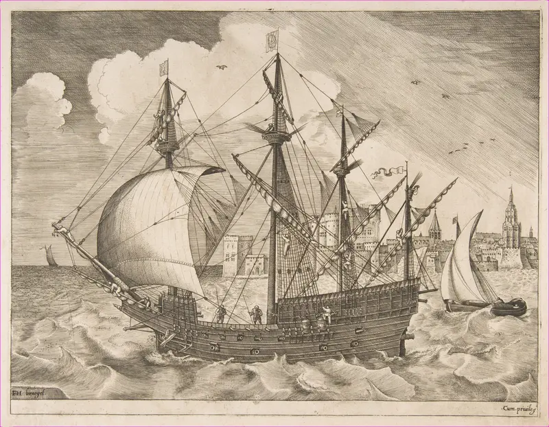 Armed Four-Master Putting Out to Sea from The Sailing Vessels Wall Art by Frans Huys - High-Resolution Digital Print