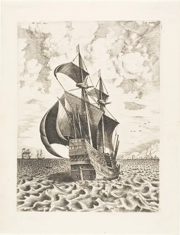Armed Four-Master Sailing Towards a Port, from The Sailing Vessels Wall Art by Franz Huys - High-Resolution Digital Print