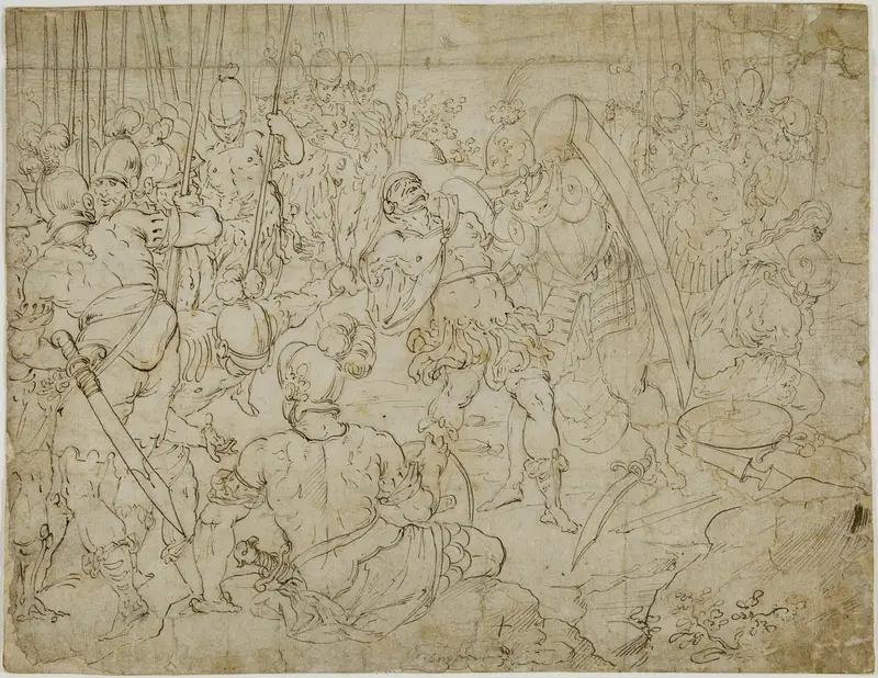 Armed Soldiers After Battle Wall Art by Unknown Genoese - High-Resolution Digital Print