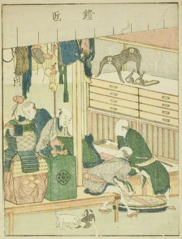 Armorer (Yoroi takumi), from the illustrated book "Picture Book of the Amusements of the East (Ehon Azuma asobi)"
