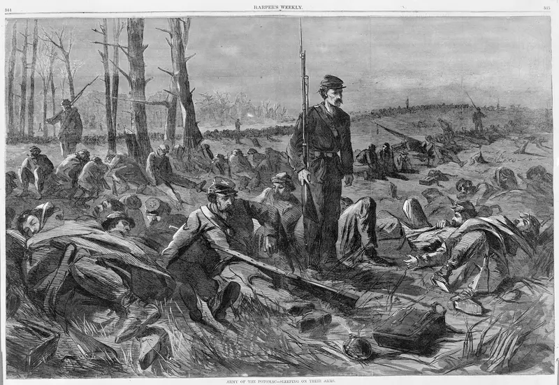 Army of the Potomac – Sleeping on Their Arms (from "Harper's Weekly," Vol. VIII) Wall Art by Winslow Homer - High-Resolution Digital Print