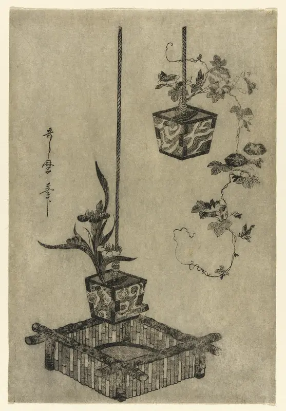 Arrangements of Irises and Morning Glories