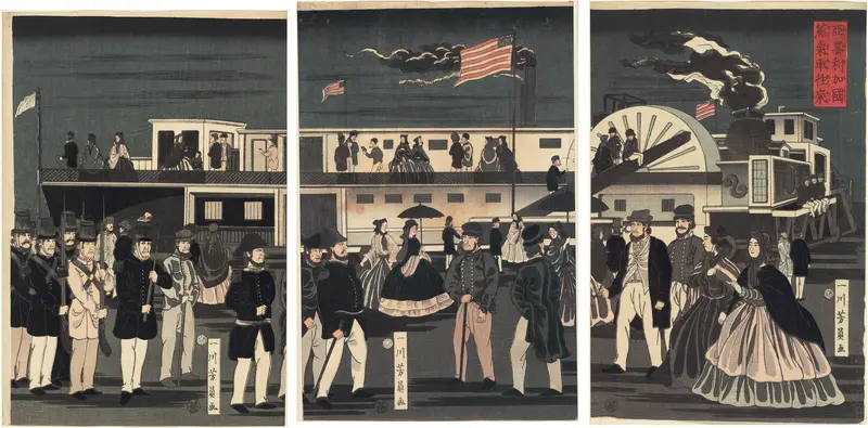 Arrival and Departure of an American Steamship (Amerikakoku jokisha orai)