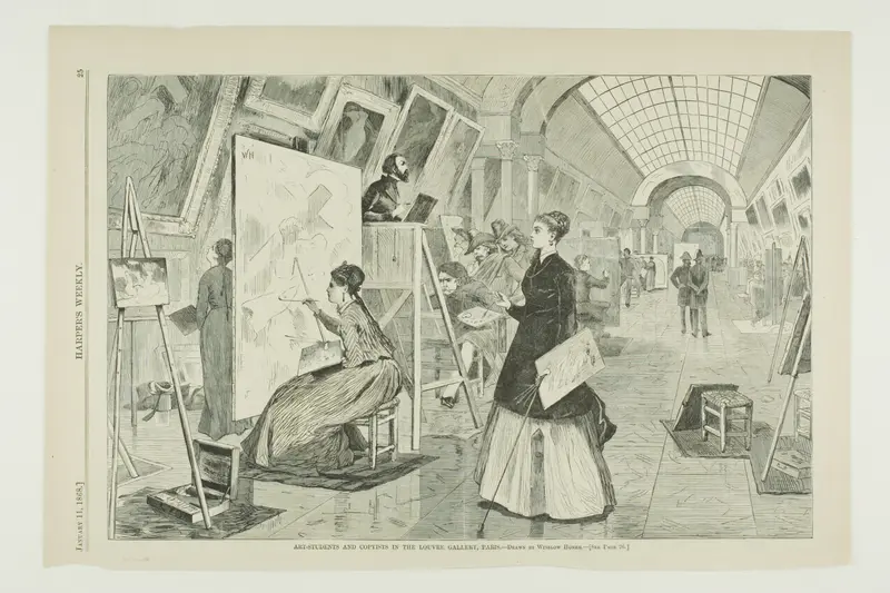 Art Students and Copyists in the Louvre Gallery, Paris