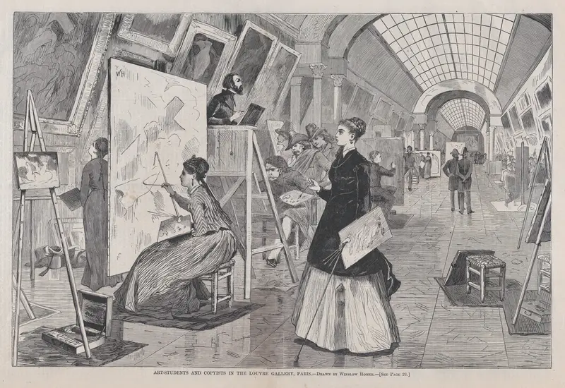 Art-Students and Copyists in the Louvre Gallery, Paris (from "Harper's Weekly," Vol. XII) Wall Art by Winslow Homer - High-Resolution Digital Print