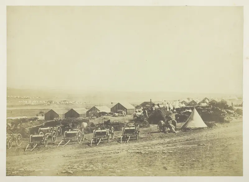 Artillery Waggons, Balaklava in the Distance