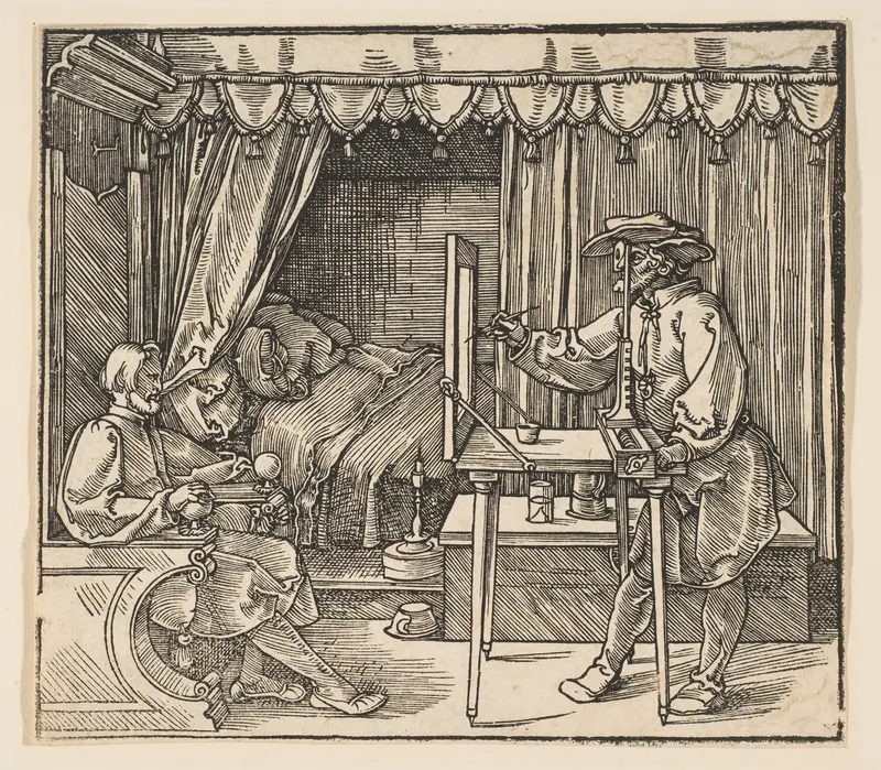 Artist Drawing a Portrait of a Man Wall Art by Albrecht Dürer - High-Resolution Digital Print