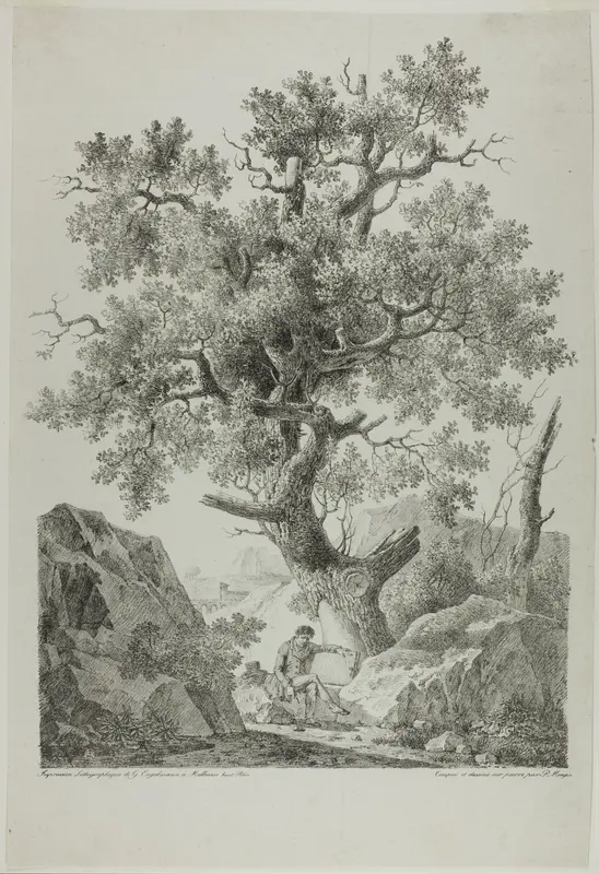 Artist in a Rocky Landscape Wall Art by Pierre Antoine Mongin - High-Resolution Digital Print