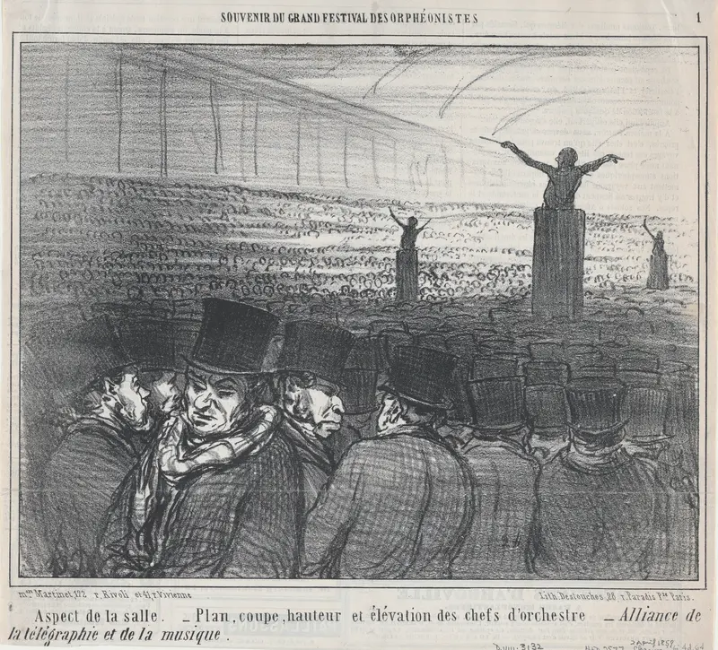 Aspect de la salle..., from Actualités, published in Le Charivari, April 2, 1859 Wall Art by Honoré Daumier - High-Resolution Digital Print