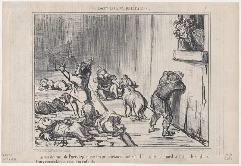 Aspect des rues de Paris depuis..., from Locataires et Propiétaires, published in Le Charivari, October 24, 1856 Wall Art by Honoré Daumier - High-Resolution Digital Print