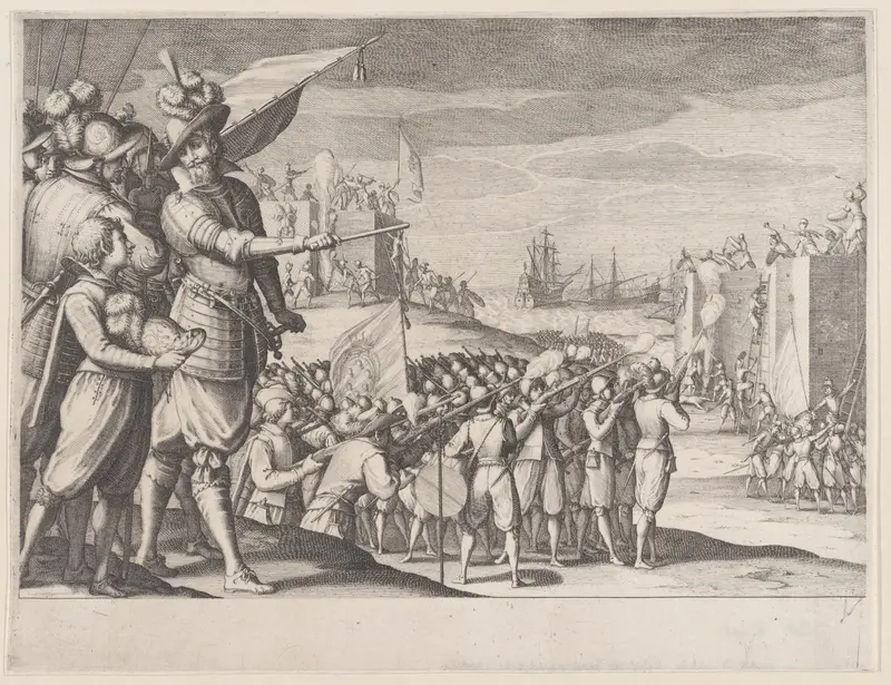 Assaut de Deux Fotresses (The Attack of Two Fortresses), from La Vie de Ferdinand Ier de Médicis série appelée aussi Les Batailles des Médicis (The Life of Ferdinand I de'Medici also called The Medici Battles) Wall Art by Jacques Callot - High-Resolution Digital Print