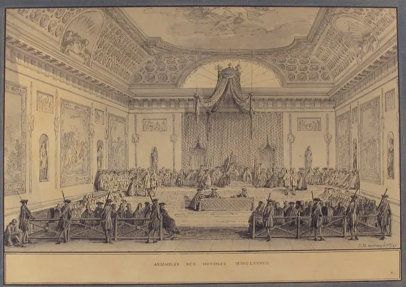 Assemblée des Notables, Versailles, 1787 Wall Art by Jean Michel Moreau le Jeune - High-Resolution Digital Print