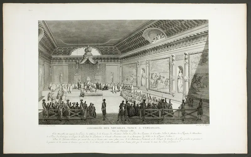 Assembly of Notable People, Held at Versailles, from the series Tableaux historiques de la Révolution française Wall Art by Claude Niquet - High-Resolution Digital Print