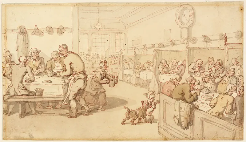 At an Old English Eating House Wall Art by Thomas Rowlandson - High-Resolution Digital Print