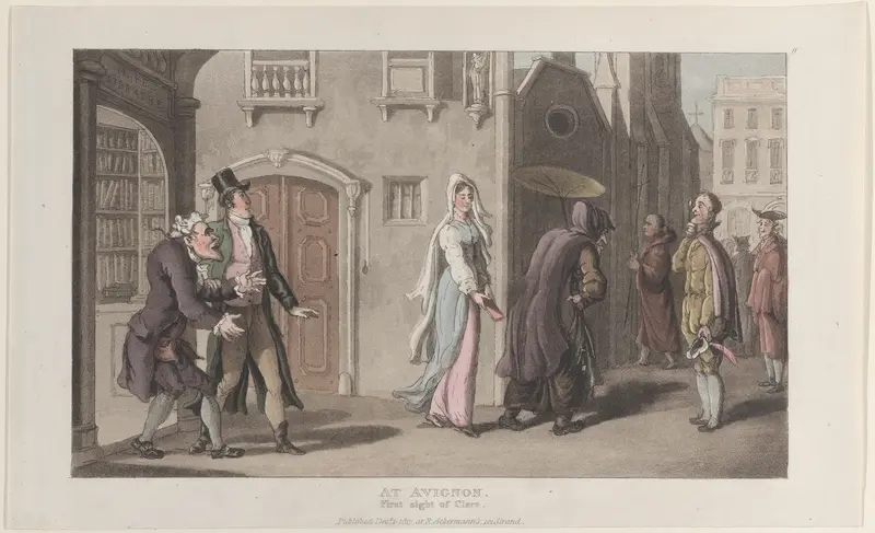 At Avignon, First Sight of Clara, from "Journal of Sentimental Travels in the Southern Provinces of France, Shortly Before the Revolution" Wall Art by Thomas Rowlandson - High-Resolution Digital Print