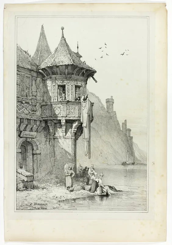 At Braubach on the Rhine, from Facsimiles of Sketches made in Flanders and Germany