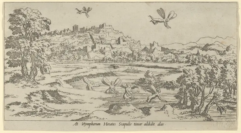 At Nympharum Hecates Scapulis Timor Addidit Alas Wall Art by Léon Davent - High-Resolution Digital Print