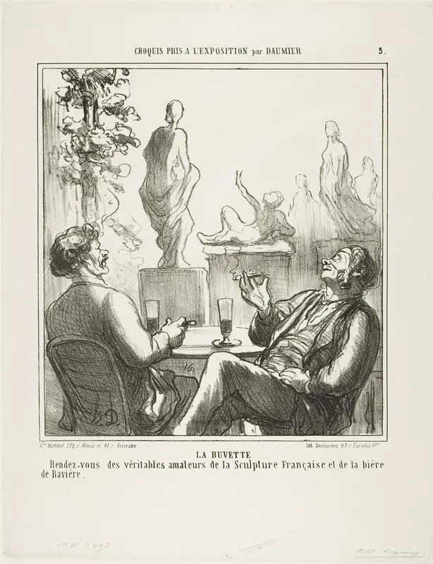 At The Bar. Meeting point for the true lovers of French sculpture and Bavarian beer, plate 5 from Croquis pris à l'exposition