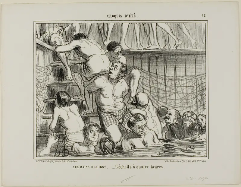 At the Deligny Baths. - The ladder at 4 p.m., plate 33 from Croquis D'été