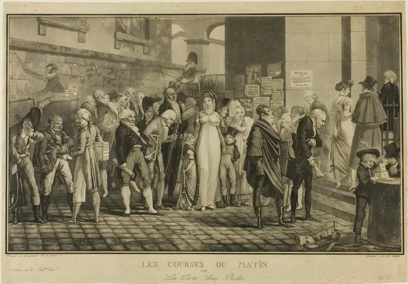 At the Door of a Wealthy Home Wall Art by Philibert Louis Debucourt - High-Resolution Digital Print