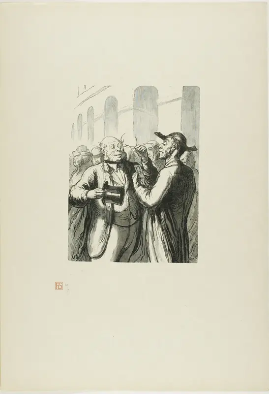 At the Universal Exhibition: Security check at the entrance: the bald need to lift their hats, and the the short-sighted need to remove their glasses Wall Art by Charles Maurand - High-Resolution Digital Print