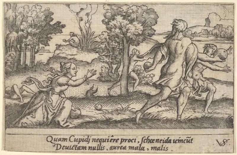 Atalanta and Hippomemes, from "Four Mythological Scenes" Wall Art by Virgil Solis - High-Resolution Digital Print