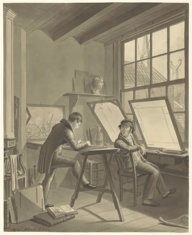 Atelier van Jacob Ernst Marcus in de Rozenstraat te Amsterdam Wall Art by Adrianus Gerardus van Schoone - High-Resolution Digital Print