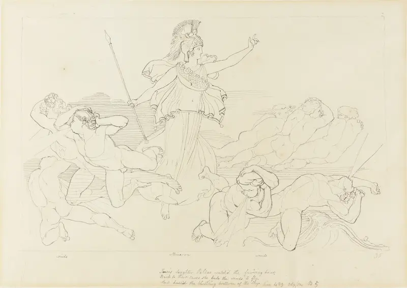 Athena and the Winds Wall Art by John Flaxman - High-Resolution Digital Print
