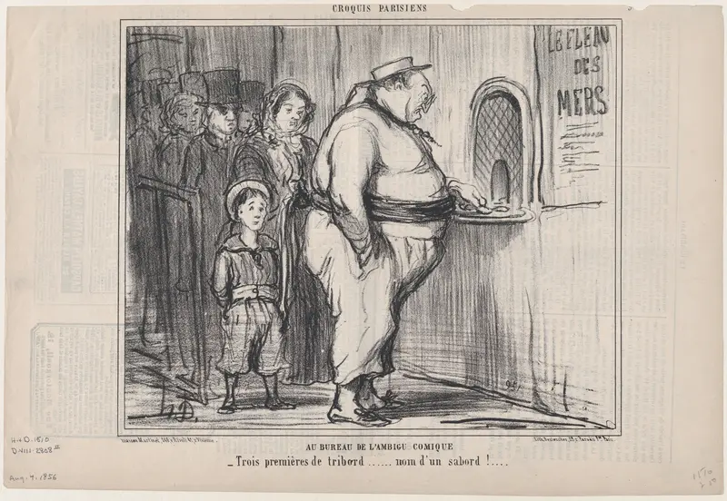 Au Bureau de l'Ambigu Comique, from "Croquis Parisiens" Wall Art by Honoré Daumier - High-Resolution Digital Print