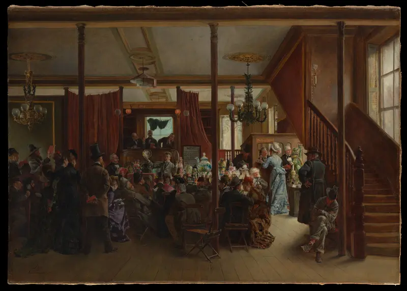 Auction Sale in Clinton Hall, New York, 1876 Wall Art by Ignacio de León y Escosura - High-Resolution Digital Print