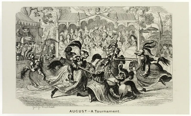 August - A Tournament from George Cruikshank's Steel Etchings to The Comic Almanacks: 1835-1853 Wall Art by George Cruikshank - High-Resolution Digital Print