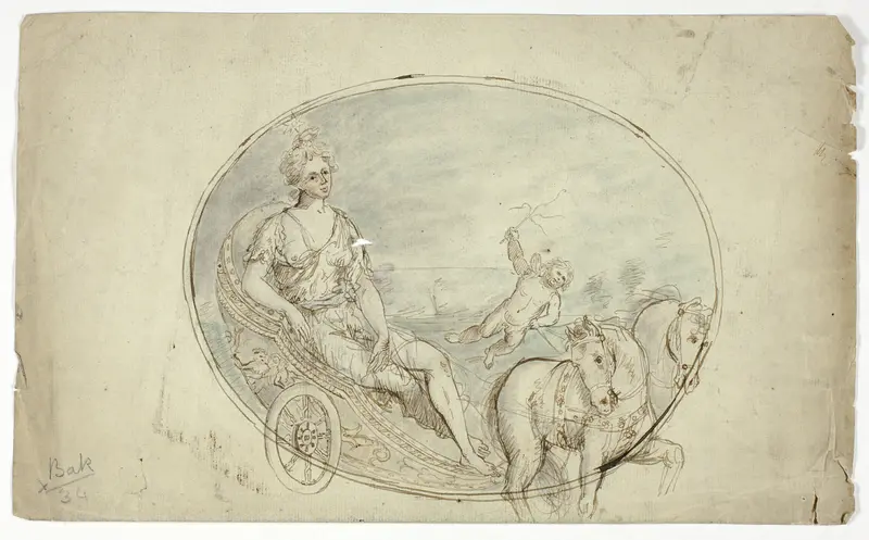 Aurora in Her Chariot (recto); Three Male Portrait Busts (verso) Wall Art by Unknown artist - High-Resolution Digital Print