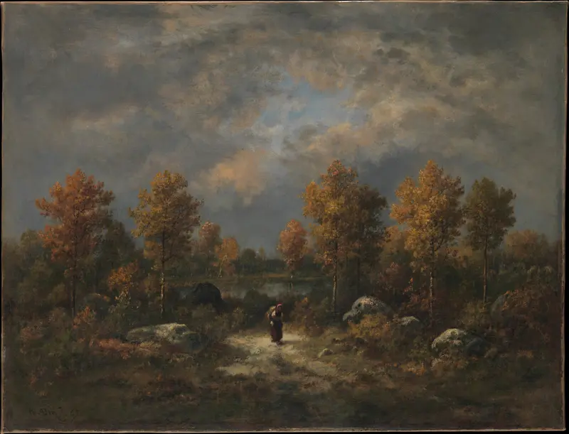 Autumn: The Woodland Pond Wall Art by Narcisse-Virgile Diaz de la Peña - High-Resolution Digital Print