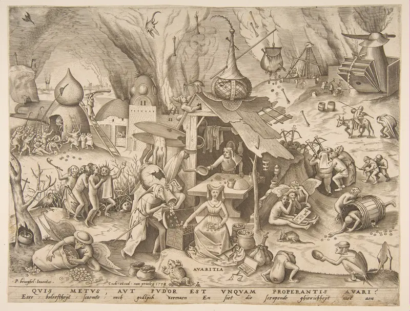 Avarice (Avaritia), from the series The Seven Deadly Sins Wall Art by Pieter Bruegel the Elder - High-Resolution Digital Print