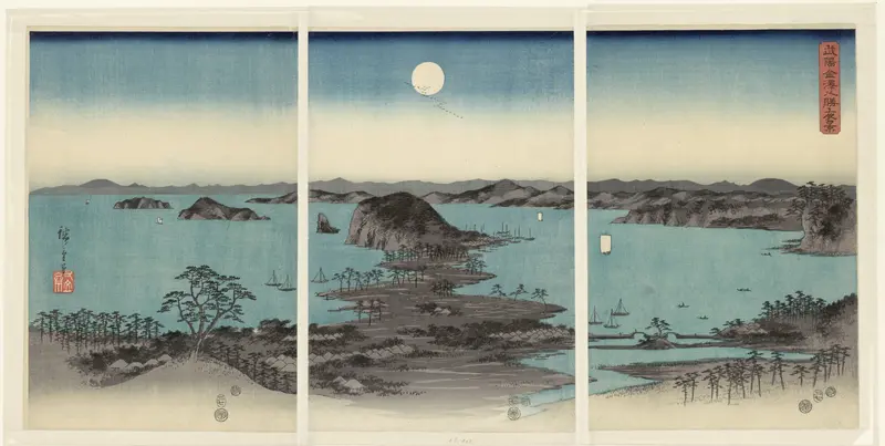 Avond panorama op de acht gezichten op Kanazawa in de provincie Musashi Wall Art by Unknown - High-Resolution Digital Print