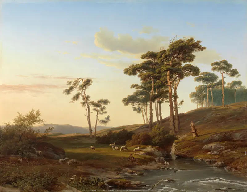 Avondstemming met herder Wall Art by Unknown - High-Resolution Digital Print