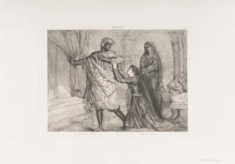 "Away!": plate 7 from Othello (Act 3, Scene 4) Wall Art by Théodore Chassériau - High-Resolution Digital Print