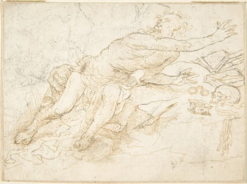 Awe-struck Saint Jerome Wall Art by Anonymous, Spanish, School of Seville, 17th century - High-Resolution Digital Print