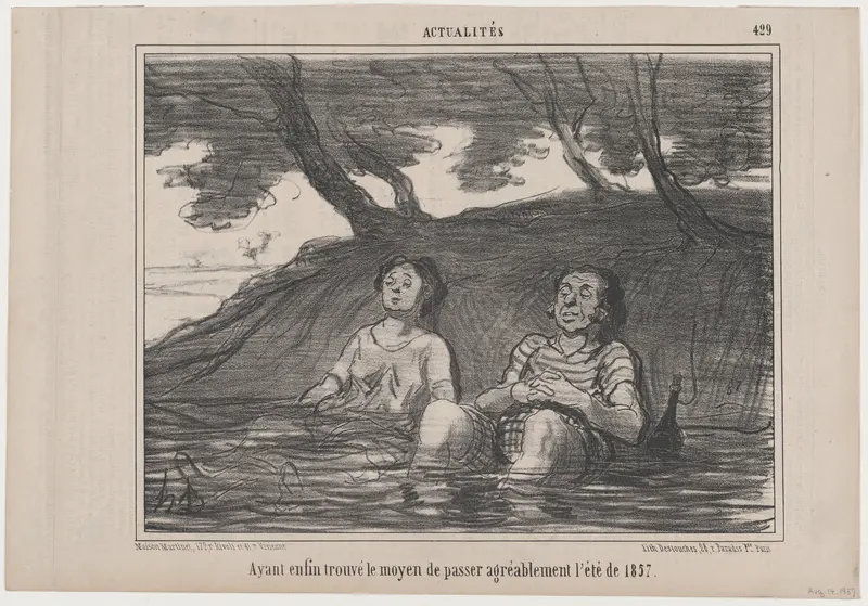 Ayant enfin trouvé..., from Actualités, published in Le Charivari, August 14, 1857 Wall Art by Honoré Daumier - High-Resolution Digital Print