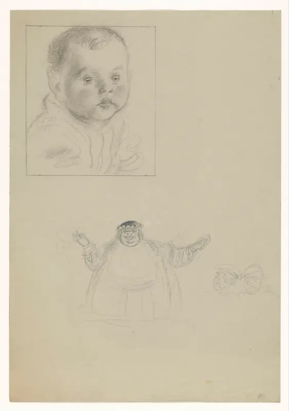 Baby in een kader en onder enkele figuren Wall Art by Henk Henriët - High-Resolution Digital Print