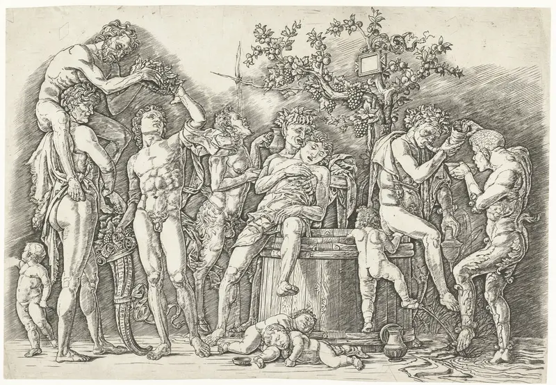 Bacchanaal met satyrs en bacchanten bij wijnpers Wall Art by Andrea Mantegna - High-Resolution Digital Print