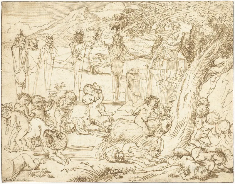 Bacchanaal van putti Wall Art by Pietro Testa - High-Resolution Digital Print