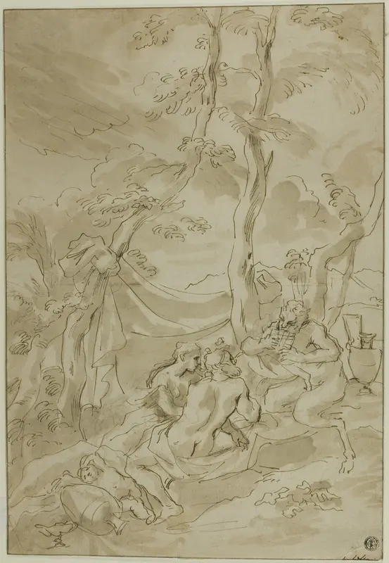 Bacchanale, with Satyr Playing Reeds Wall Art by Circle of Bartolomeo Biscaino - High-Resolution Digital Print