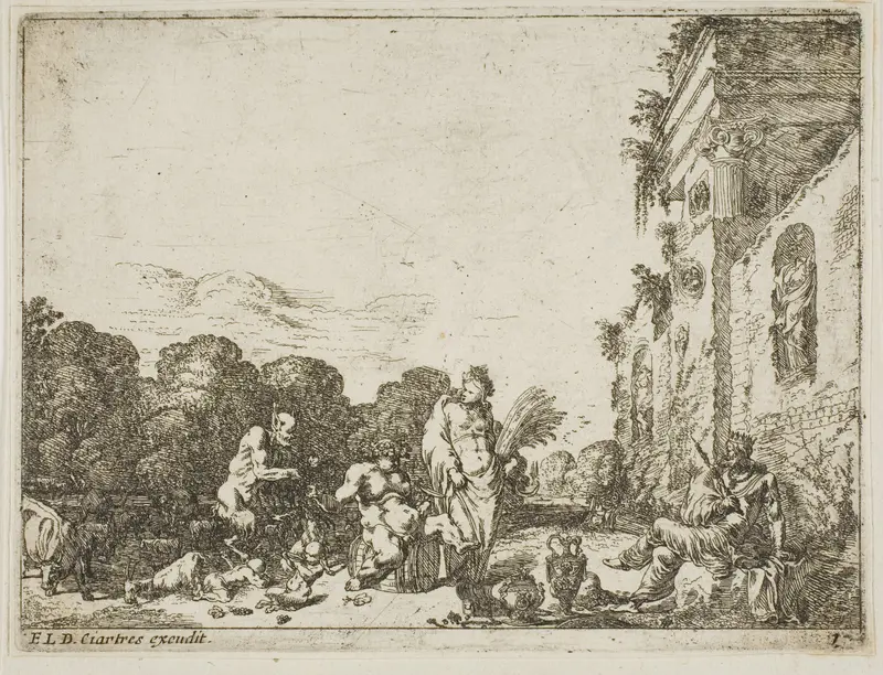 Bacchanalian Scene with Allegorical Figures Wall Art by Johann Wilhelm Bauer - High-Resolution Digital Print