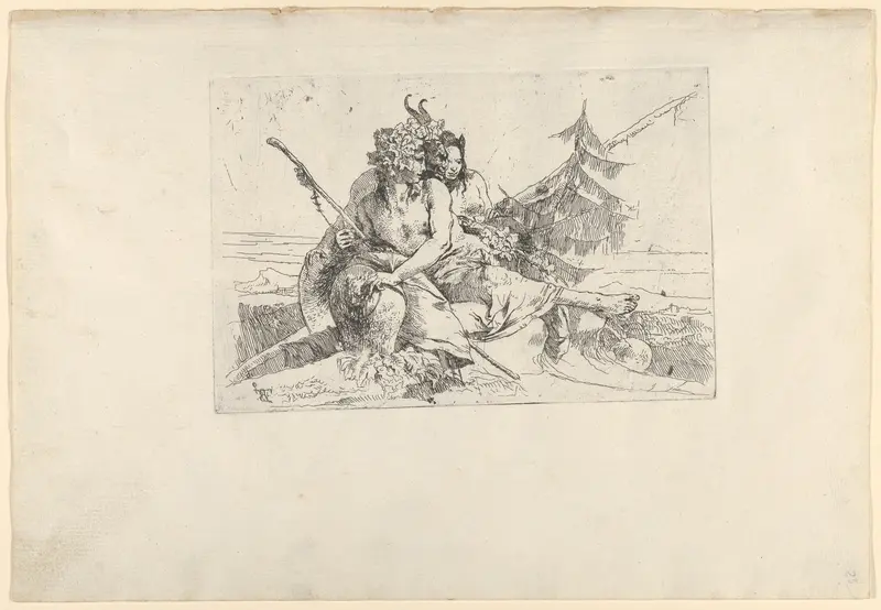 Bacchant, Satyr, and Fauness, from the Scherzi Wall Art by Giovanni Battista Tiepolo - High-Resolution Digital Print