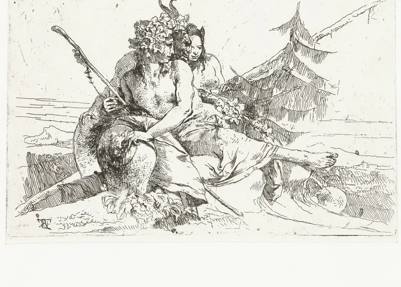 Bacchante en sater en vrouwelijke faun Wall Art by Unknown - High-Resolution Digital Print