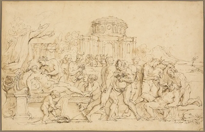 Bacchus and Ariadne, with Silenus, Nymphs and Satyrs