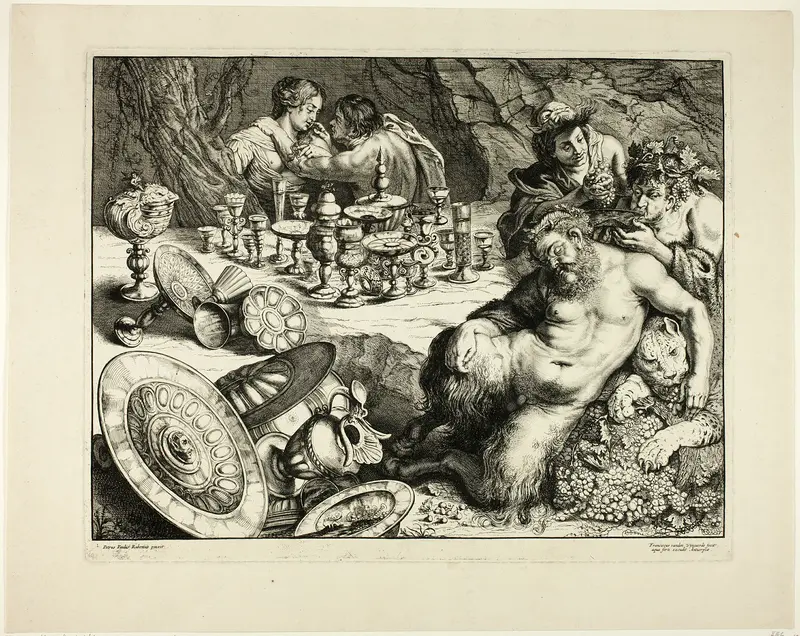 Bacchus and Drunken Silenus—The Dream of Silenus Wall Art by Frans van den Wyngaerde - High-Resolution Digital Print